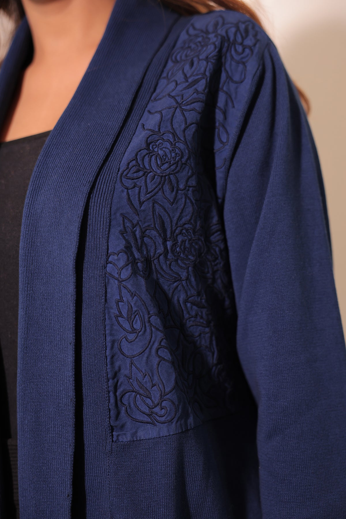 Sapphire Serenity Embroidered Shrug