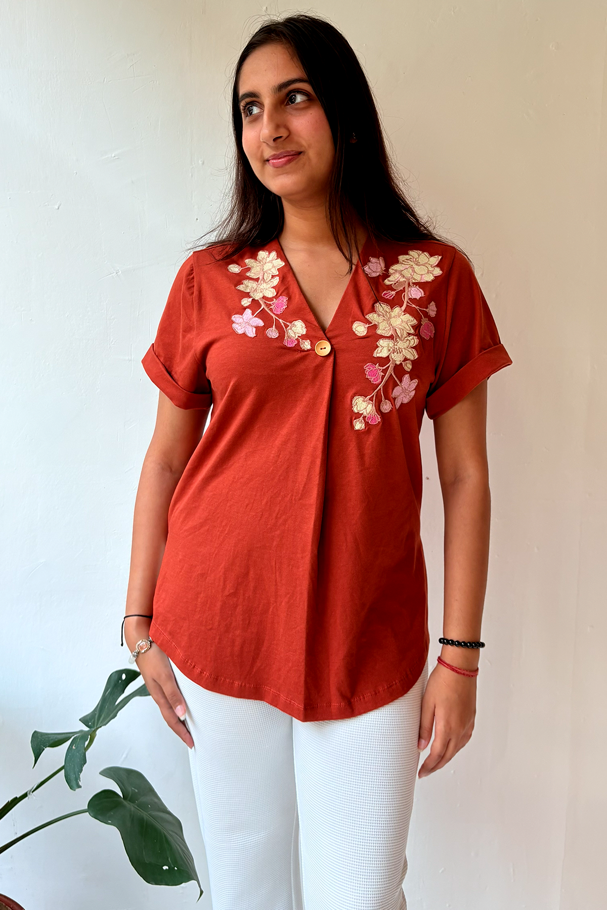 Cherry Blossom Pleat Detail Top