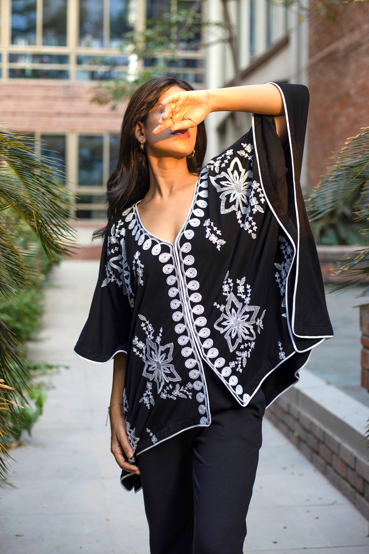 Aurora Embroidered Cape Shirt